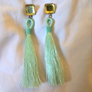 Lily Pulitzer Light Teal Tassle & Jewel Earrings